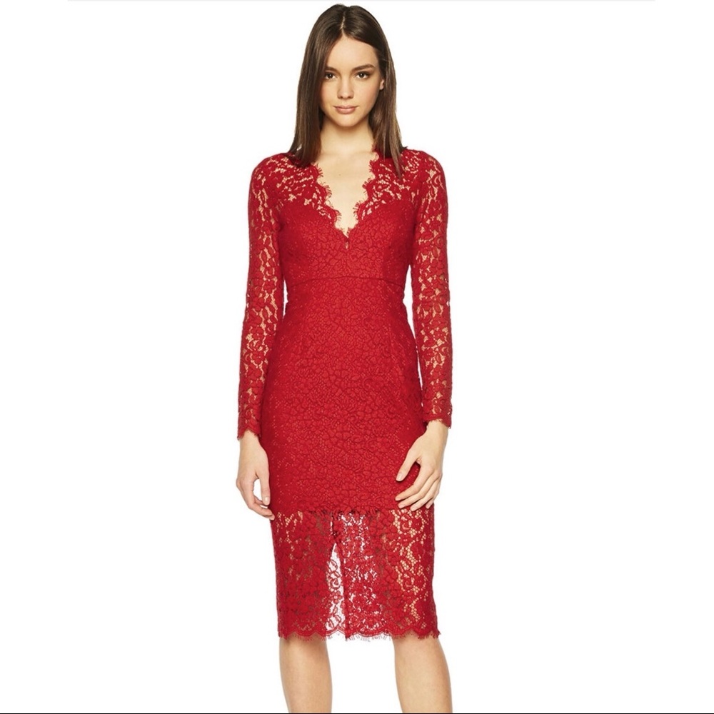 NWT Bardot Midnight Lace Dress In Famous Red